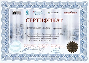 Севостьянов Андрей Сергеевич : сертификаты и дипломы